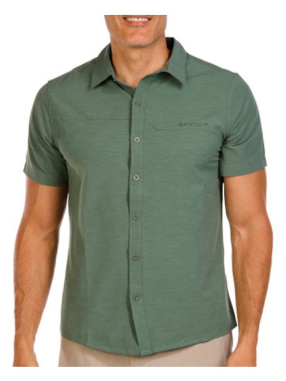 NWT Spyder Men's Short Sleeve Melange Shirt - Green Size M